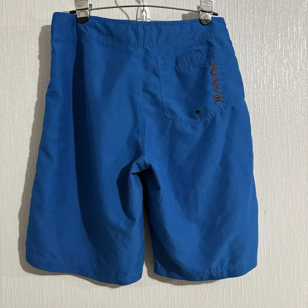Hurley Blue Board Shorts Swim Trunk Beach Surf Tie Boat Paddle  Mens 30